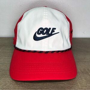 Nike Classic99 Dri-Fit Golf Hat Mens Adjustable Strap Back Red White Rope